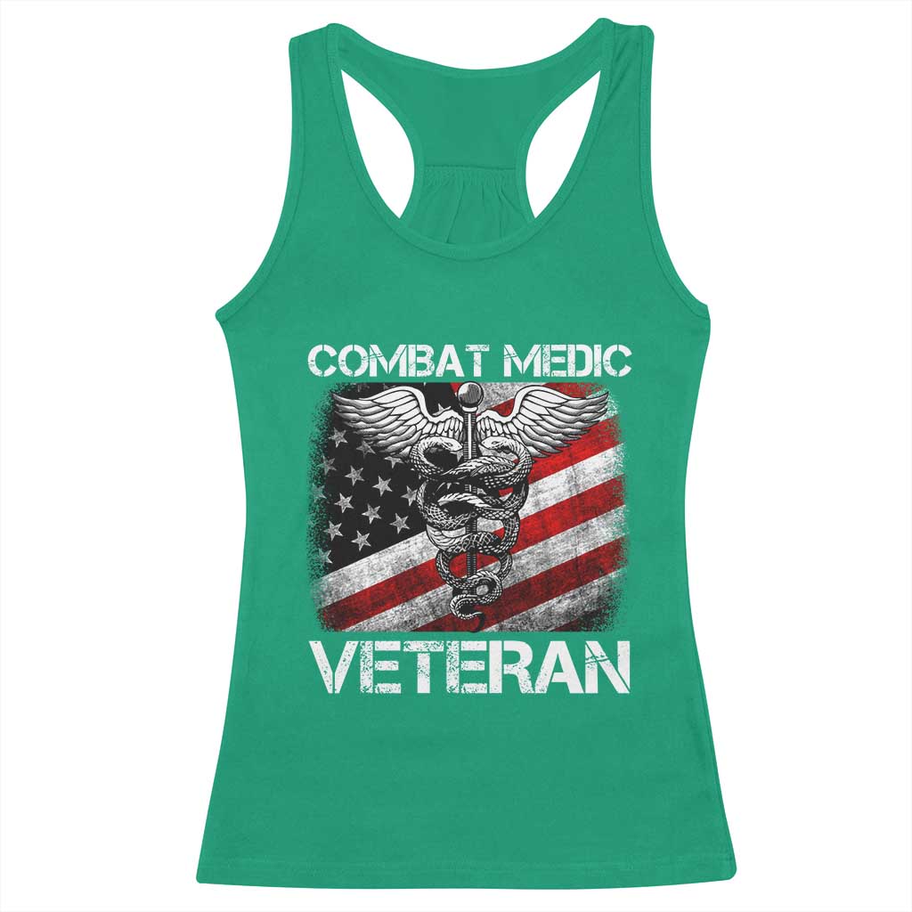 Combat Medic Veteran Racerback Tank Top Medical Military Soldier Vintage American Flag - Wonder Print Shop