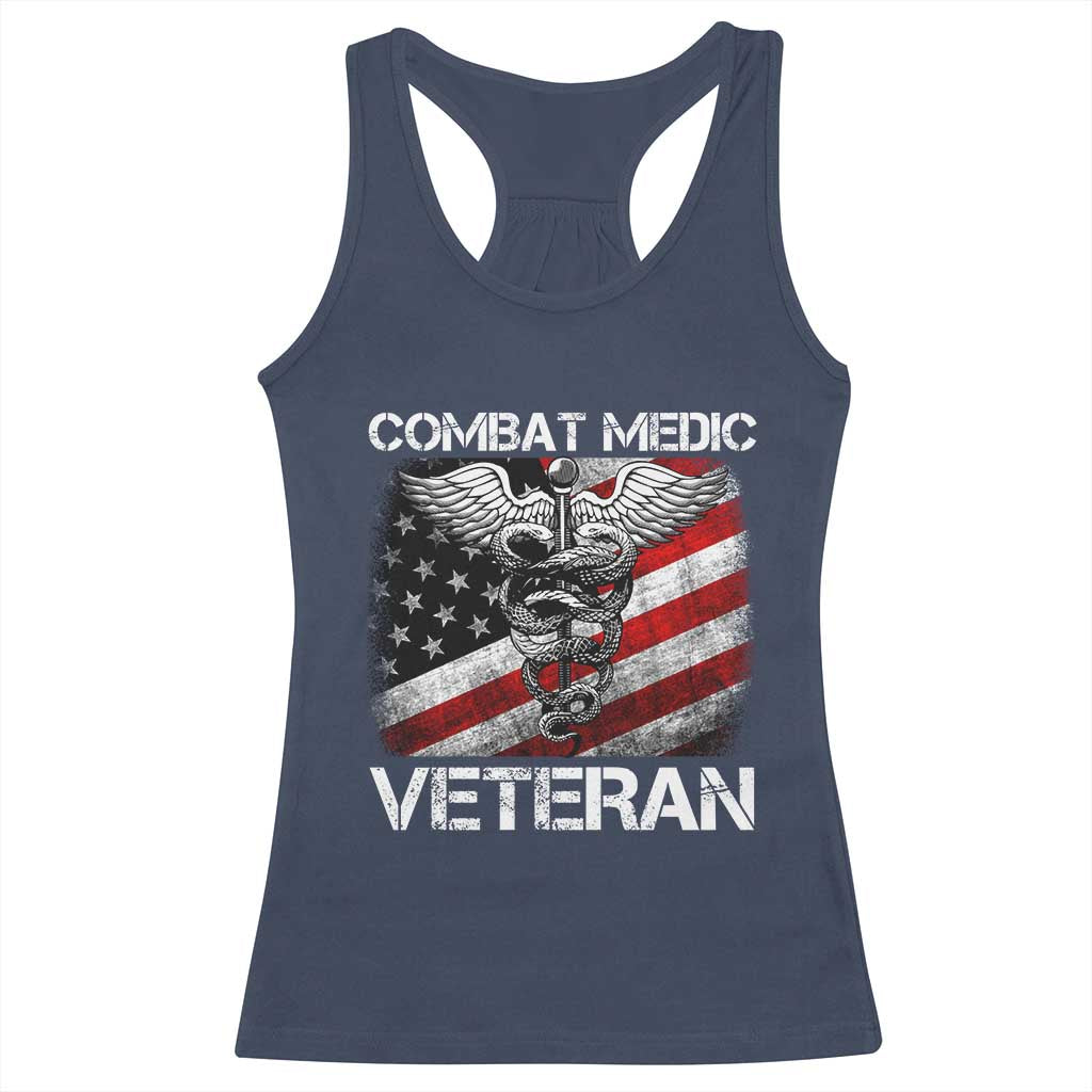 Combat Medic Veteran Racerback Tank Top Medical Military Soldier Vintage American Flag - Wonder Print Shop