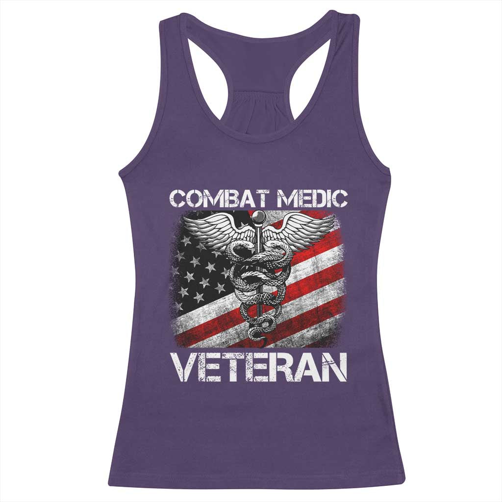Combat Medic Veteran Racerback Tank Top Medical Military Soldier Vintage American Flag - Wonder Print Shop