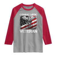 Combat Medic Veteran Raglan Shirt Medical Military Soldier Vintage American Flag - Wonder Print Shop