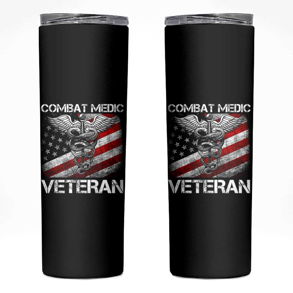 Combat Medic Veteran Skinny Tumbler Medical Military Soldier Vintage American Flag - Wonder Print Shop