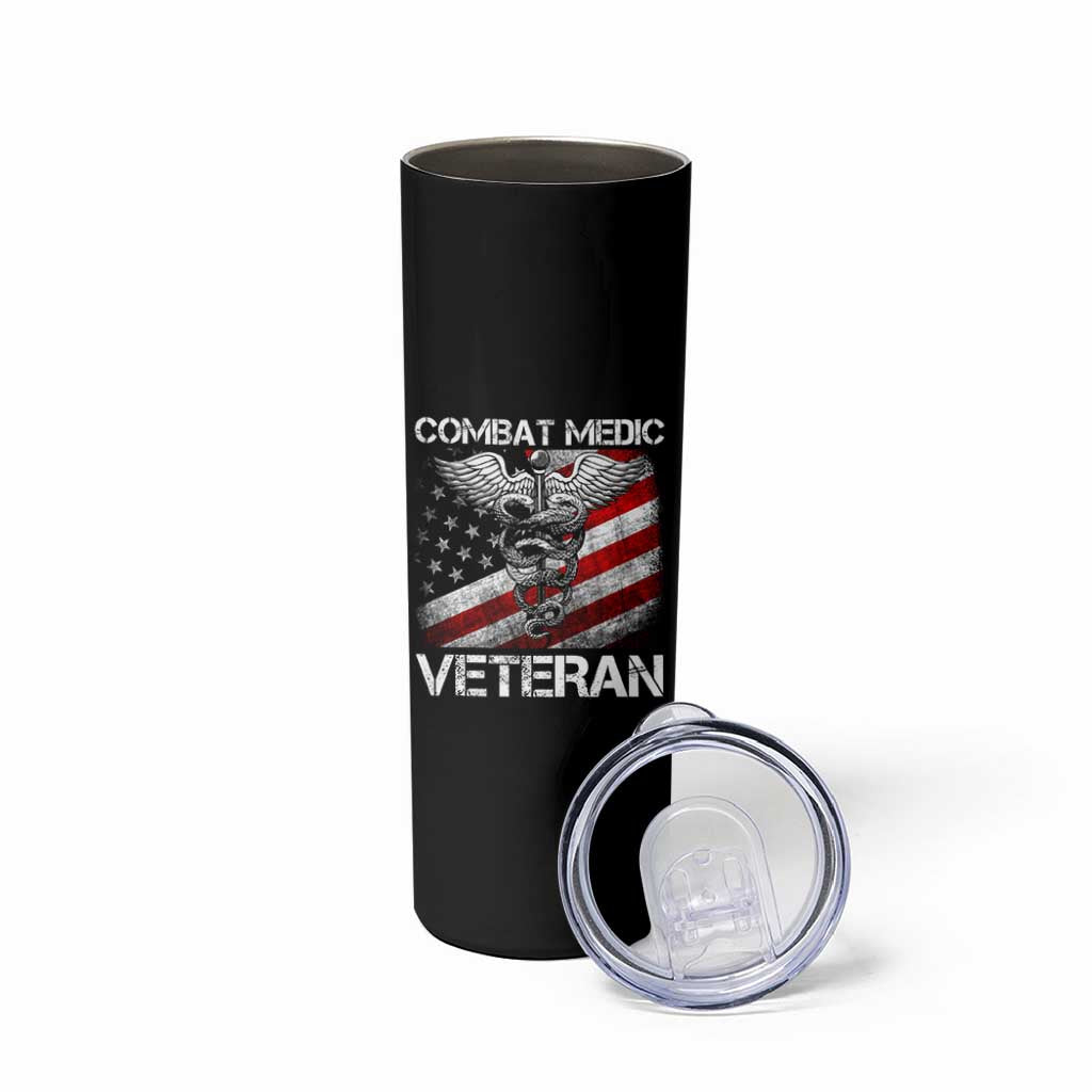 Combat Medic Veteran Skinny Tumbler Medical Military Soldier Vintage American Flag - Wonder Print Shop