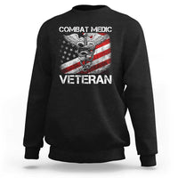 Combat Medic Veteran Sweatshirt Medical Military Soldier Vintage American Flag - Wonder Print Shop