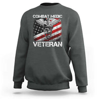 Combat Medic Veteran Sweatshirt Medical Military Soldier Vintage American Flag - Wonder Print Shop