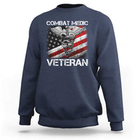 Combat Medic Veteran Sweatshirt Medical Military Soldier Vintage American Flag - Wonder Print Shop