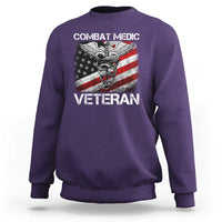 Combat Medic Veteran Sweatshirt Medical Military Soldier Vintage American Flag - Wonder Print Shop
