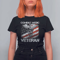 Combat Medic Veteran T Shirt For Women Medical Military Soldier Vintage American Flag - Wonder Print Shop
