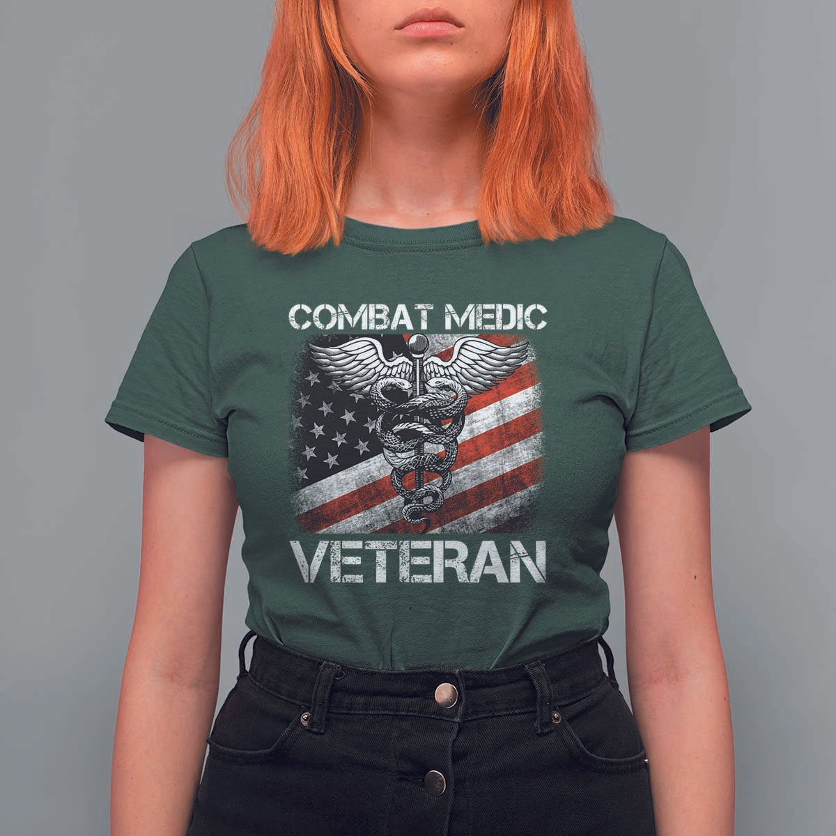 Combat Medic Veteran T Shirt For Women Medical Military Soldier Vintage American Flag - Wonder Print Shop