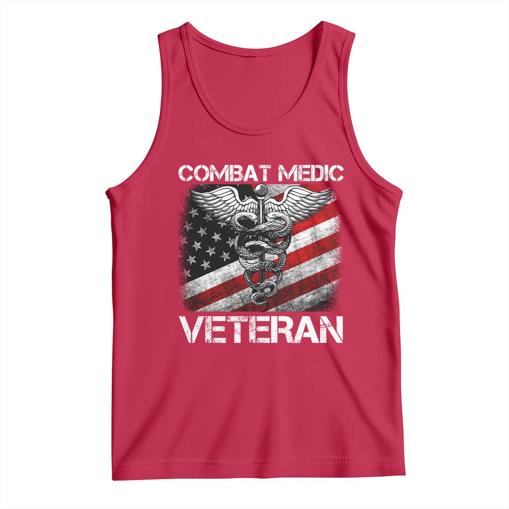 Combat Medic Veteran Tank Top Medical Military Soldier Vintage American Flag - Wonder Print Shop