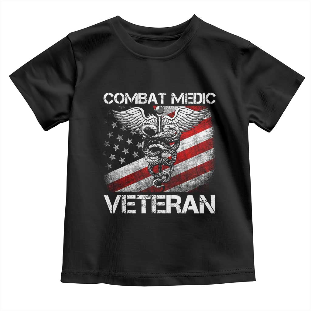 Combat Medic Veteran Toddler T Shirt Medical Military Soldier Vintage American Flag - Wonder Print Shop
