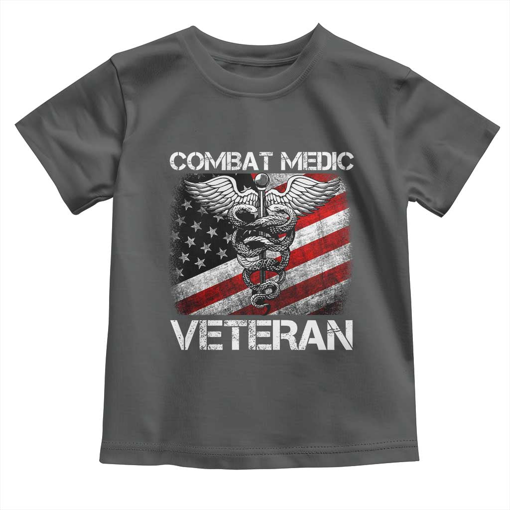 Combat Medic Veteran Toddler T Shirt Medical Military Soldier Vintage American Flag - Wonder Print Shop