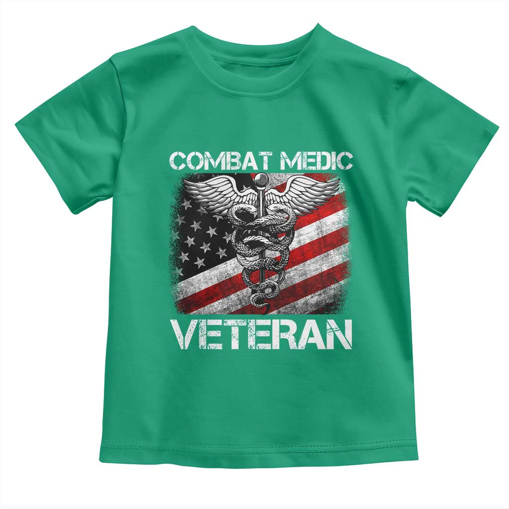 Combat Medic Veteran Toddler T Shirt Medical Military Soldier Vintage American Flag - Wonder Print Shop