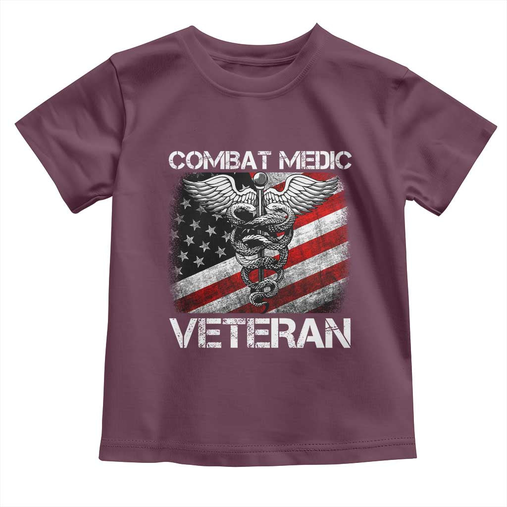 Combat Medic Veteran Toddler T Shirt Medical Military Soldier Vintage American Flag - Wonder Print Shop