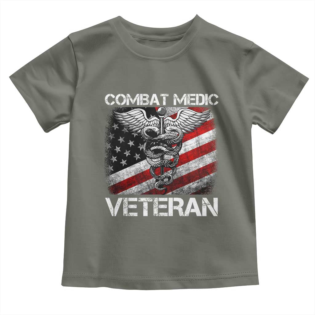 Combat Medic Veteran Toddler T Shirt Medical Military Soldier Vintage American Flag - Wonder Print Shop