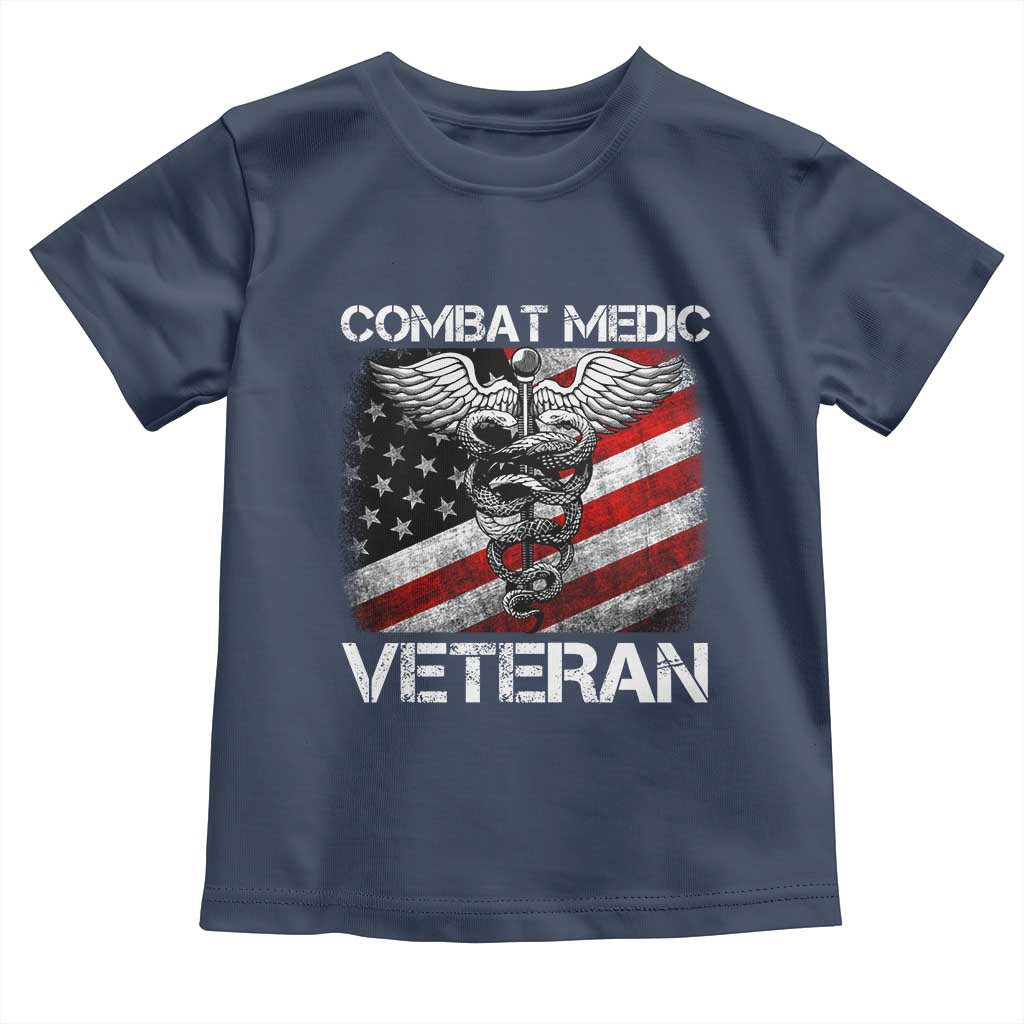 Combat Medic Veteran Toddler T Shirt Medical Military Soldier Vintage American Flag - Wonder Print Shop