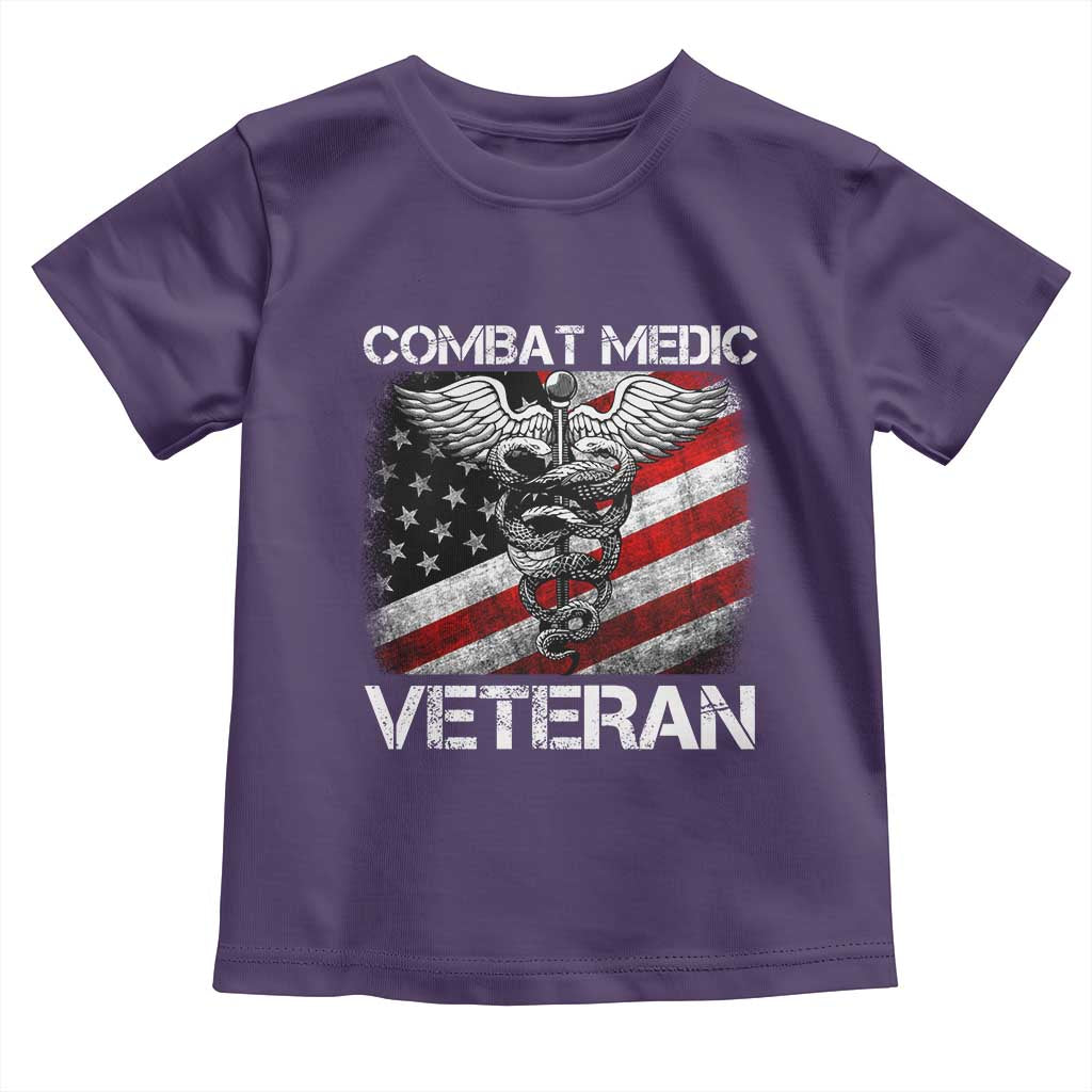 Combat Medic Veteran Toddler T Shirt Medical Military Soldier Vintage American Flag - Wonder Print Shop