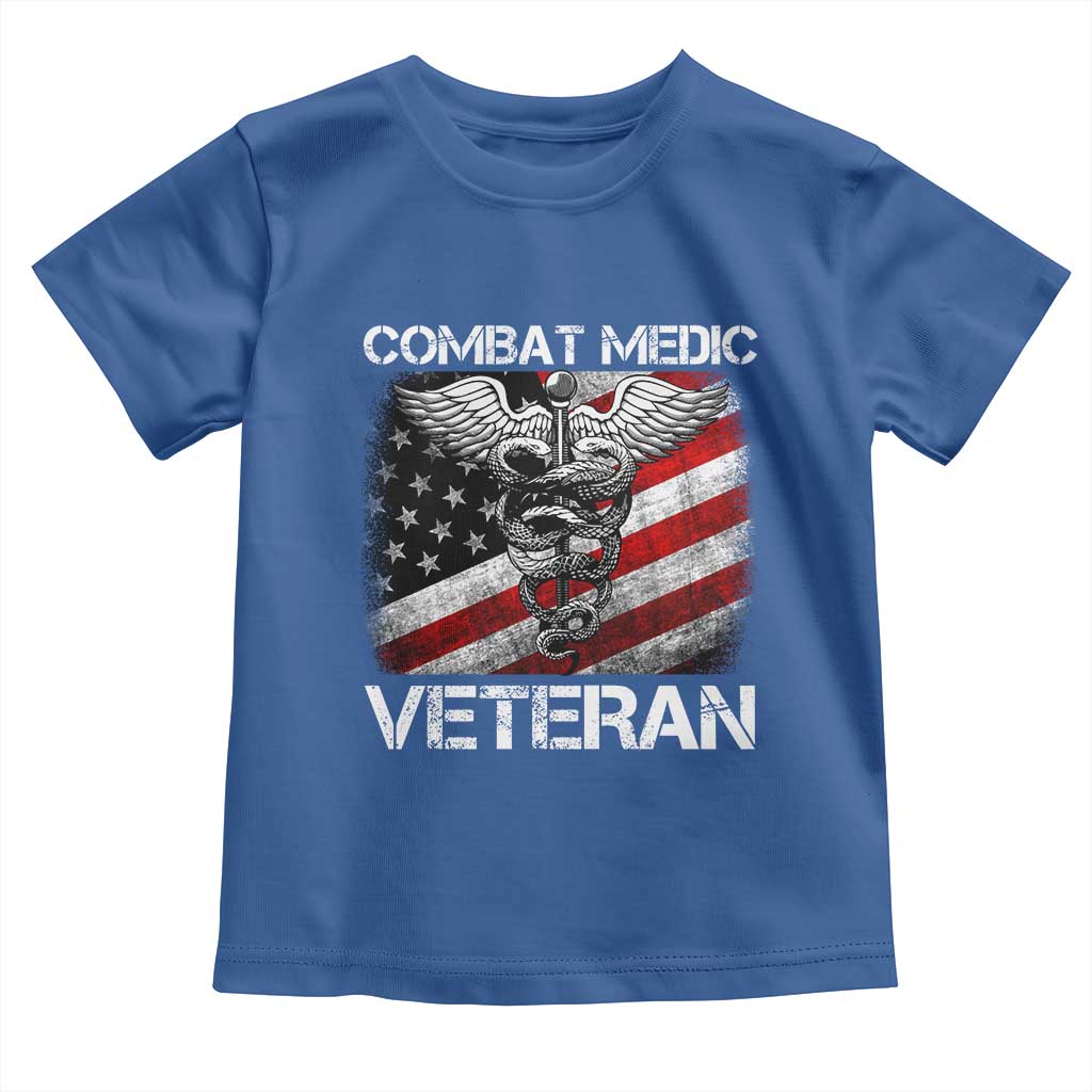 Combat Medic Veteran Toddler T Shirt Medical Military Soldier Vintage American Flag - Wonder Print Shop
