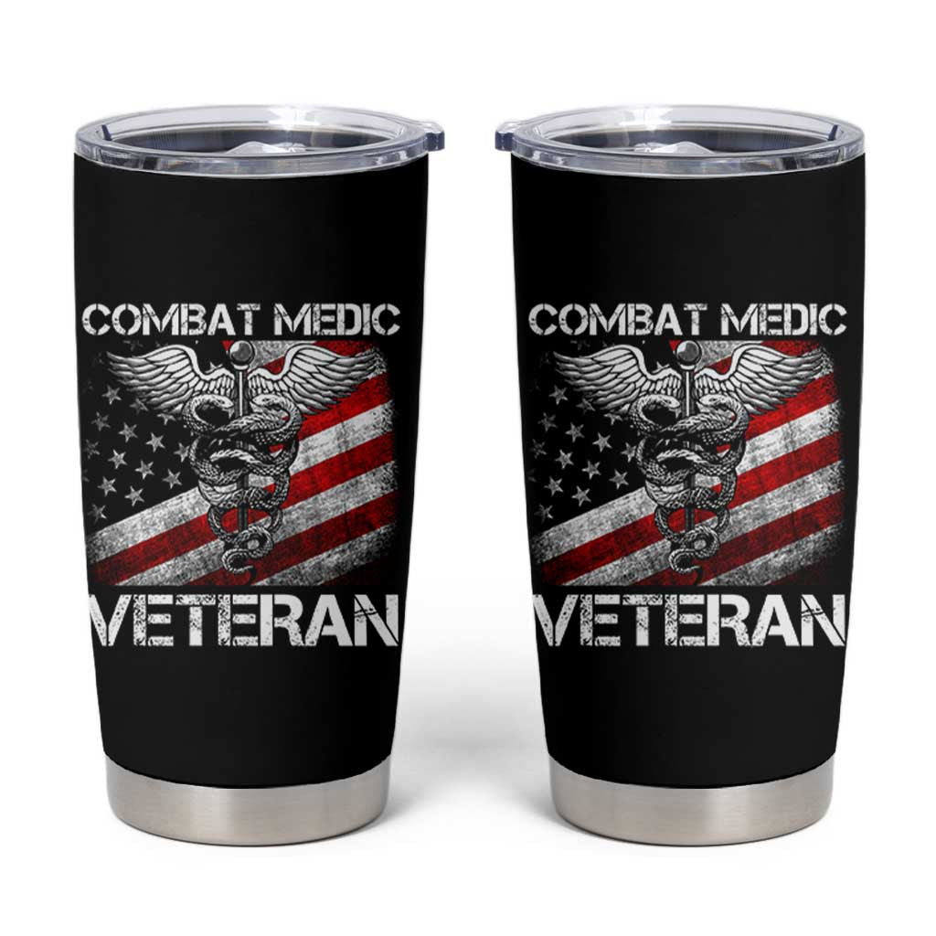 Combat Medic Veteran Tumbler Cup Medical Military Soldier Vintage American Flag - Wonder Print Shop