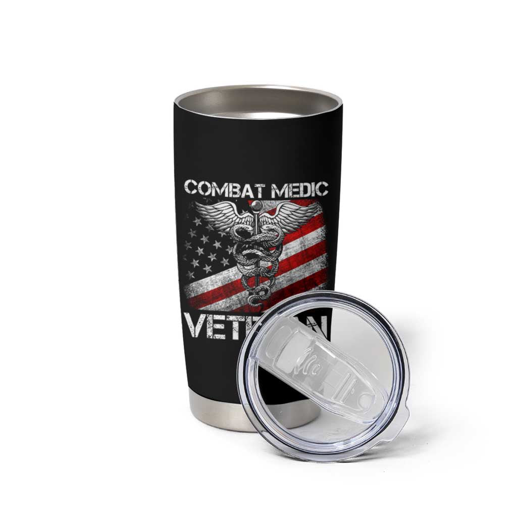 Combat Medic Veteran Tumbler Cup Medical Military Soldier Vintage American Flag - Wonder Print Shop