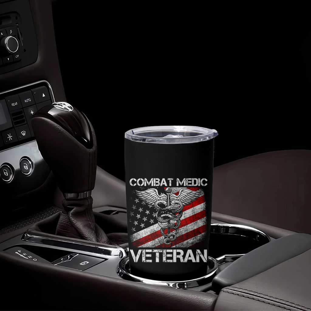Combat Medic Veteran Tumbler Cup Medical Military Soldier Vintage American Flag - Wonder Print Shop