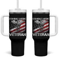 Combat Medic Veteran Tumbler With Handle Medical Military Soldier Vintage American Flag - Wonder Print Shop