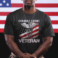Combat Medic Veteran T Shirt Medical Military Soldier Vintage American Flag - Wonder Print Shop