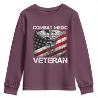Combat Medic Veteran Youth Sweatshirt Medical Military Soldier Vintage American Flag - Wonder Print Shop