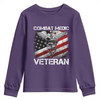Combat Medic Veteran Youth Sweatshirt Medical Military Soldier Vintage American Flag - Wonder Print Shop