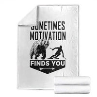Funny Skiing Throw Blanket Sometimes Motivation Finds You Ski Mountain Bear - Wonder Print Shop