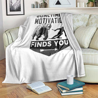 Funny Skiing Throw Blanket Sometimes Motivation Finds You Ski Mountain Bear - Wonder Print Shop