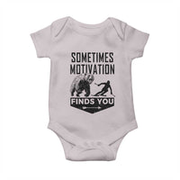 Funny Skiing Baby Onesie Sometimes Motivation Finds You Ski Mountain Bear - Wonder Print Shop