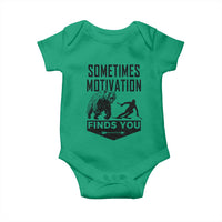 Funny Skiing Baby Onesie Sometimes Motivation Finds You Ski Mountain Bear - Wonder Print Shop