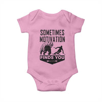 Funny Skiing Baby Onesie Sometimes Motivation Finds You Ski Mountain Bear - Wonder Print Shop