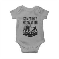 Funny Skiing Baby Onesie Sometimes Motivation Finds You Ski Mountain Bear - Wonder Print Shop