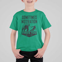 Funny Skiing T Shirt For Kid Sometimes Motivation Finds You Ski Mountain Bear - Wonder Print Shop