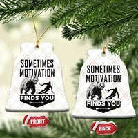 Funny Skiing Ceramic Ornament Sometimes Motivation Finds You Ski Mountain Bear - Wonder Print Shop