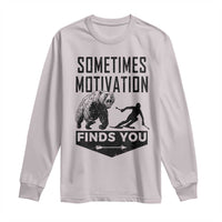 Funny Skiing Long Sleeve Shirt Sometimes Motivation Finds You Ski Mountain Bear - Wonder Print Shop