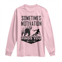 Funny Skiing Long Sleeve Shirt Sometimes Motivation Finds You Ski Mountain Bear - Wonder Print Shop