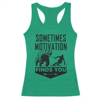 Funny Skiing Racerback Tank Top Sometimes Motivation Finds You Ski Mountain Bear - Wonder Print Shop