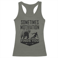 Funny Skiing Racerback Tank Top Sometimes Motivation Finds You Ski Mountain Bear - Wonder Print Shop