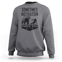 Funny Skiing Sweatshirt Sometimes Motivation Finds You Ski Mountain Bear - Wonder Print Shop