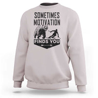 Funny Skiing Sweatshirt Sometimes Motivation Finds You Ski Mountain Bear - Wonder Print Shop