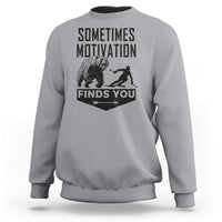 Funny Skiing Sweatshirt Sometimes Motivation Finds You Ski Mountain Bear - Wonder Print Shop