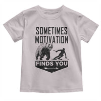 Funny Skiing Toddler T Shirt Sometimes Motivation Finds You Ski Mountain Bear - Wonder Print Shop