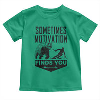 Funny Skiing Toddler T Shirt Sometimes Motivation Finds You Ski Mountain Bear - Wonder Print Shop