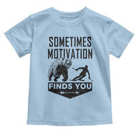 Funny Skiing Toddler T Shirt Sometimes Motivation Finds You Ski Mountain Bear - Wonder Print Shop