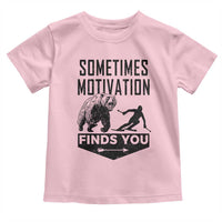 Funny Skiing Toddler T Shirt Sometimes Motivation Finds You Ski Mountain Bear - Wonder Print Shop