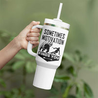 Funny Skiing Tumbler With Handle Sometimes Motivation Finds You Ski Mountain Bear - Wonder Print Shop