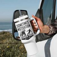 Funny Skiing Tumbler With Handle Sometimes Motivation Finds You Ski Mountain Bear - Wonder Print Shop