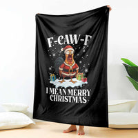 Funny F Caw F Chicken Xmas Throw Blanket F Caw F I Mean Merry Christmas - Wonder Print Shop
